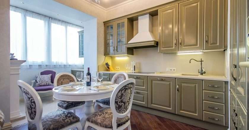 Дизайн для кухни совмещенной с балконом