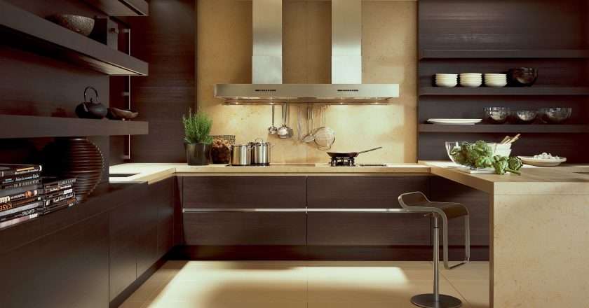 Дизайн кухни с коричневой кухней