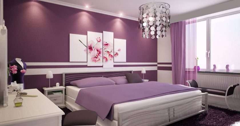 Дизайн спальни в сиреневых цветах фото