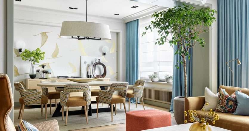 Кухня столовая гостиная дизайн интерьер